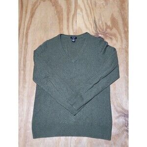 only mine cashmere sweater Women M Green Vneck  Pullover Long Sleeve @N3